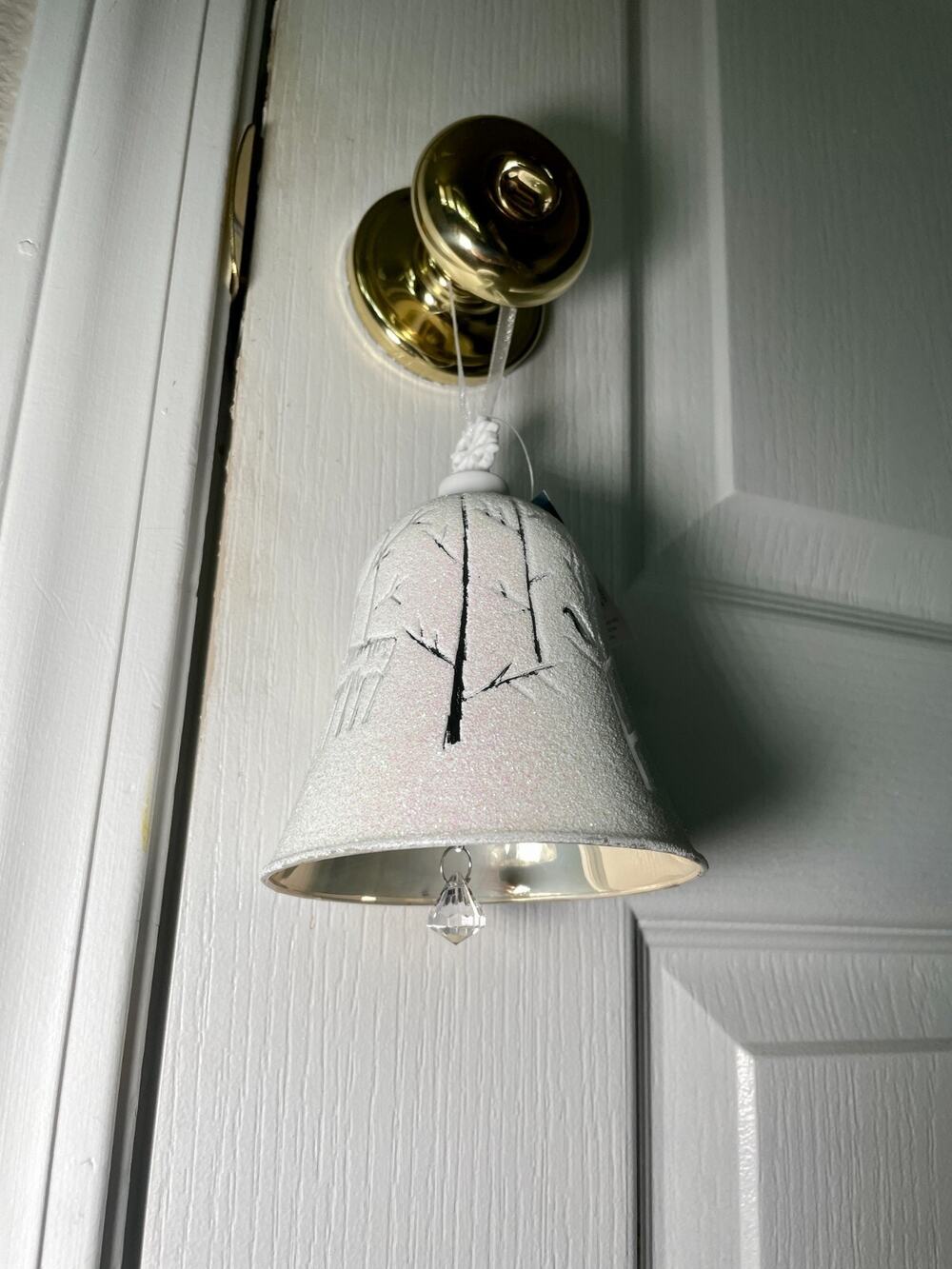 NEW White & Gold Tree Silo Bell Christmas Ornament - New w Tag